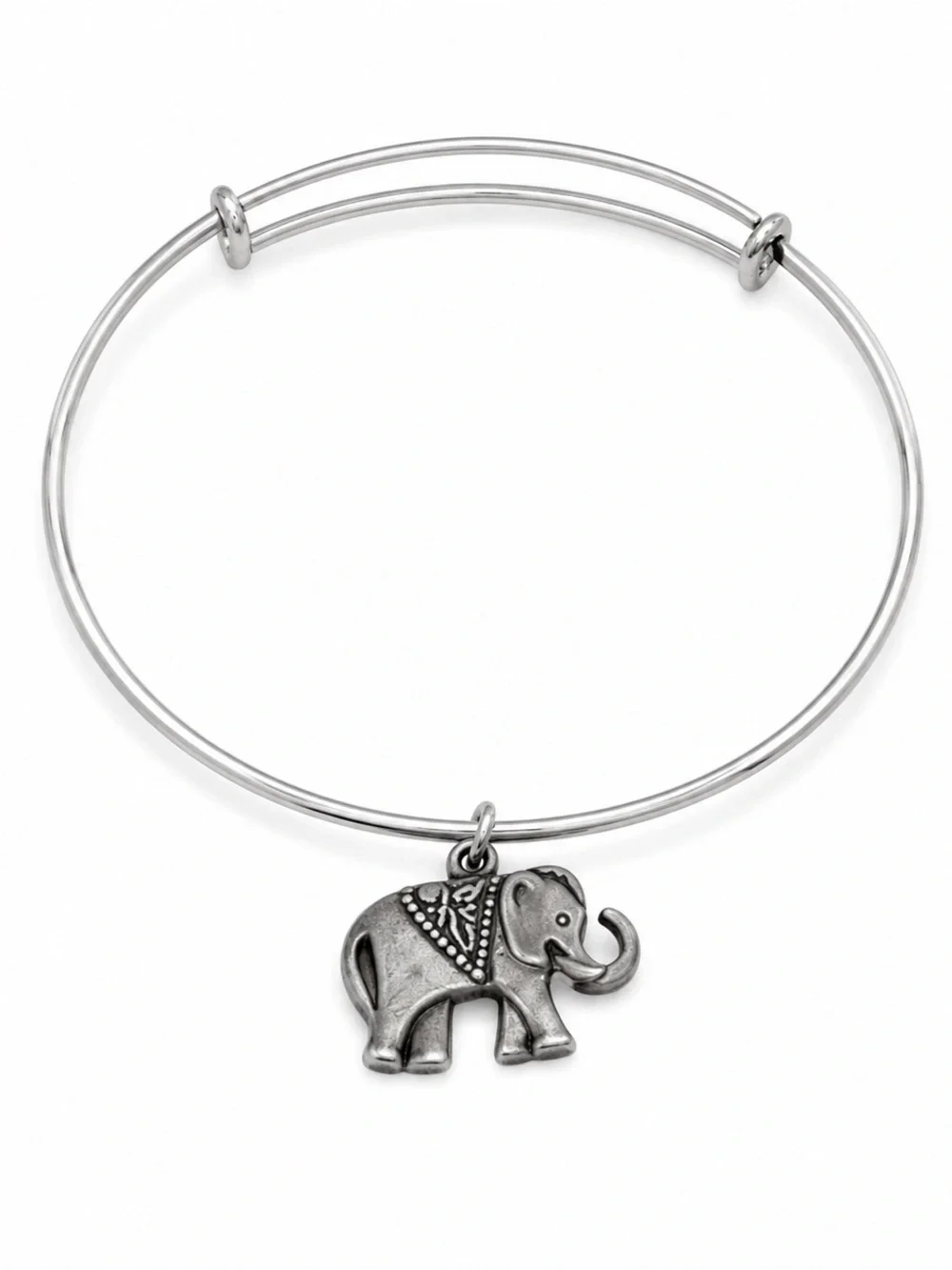 Silver Elephant Charm Bangle